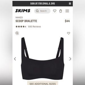 NWT SKIMS Naked Scoop Bralette, color Onyx, size XS